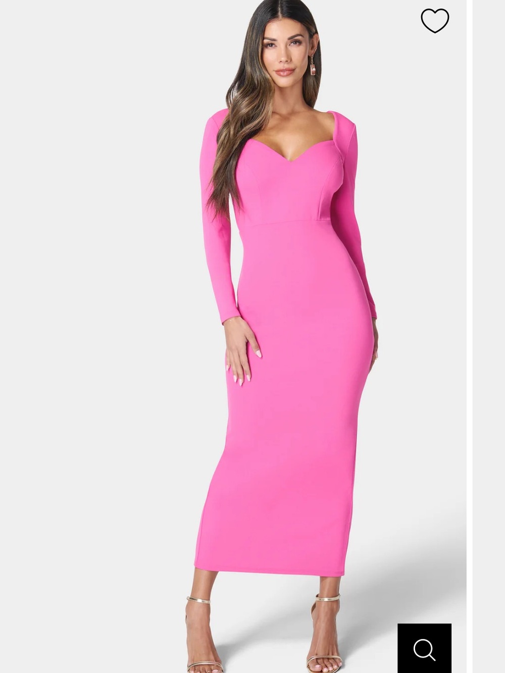 bebe Hot Pink Long Sleeve Bodycon Dress